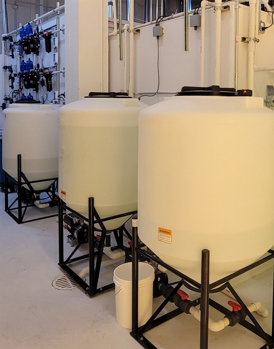 Fertigation batch tanks at 710 Labs