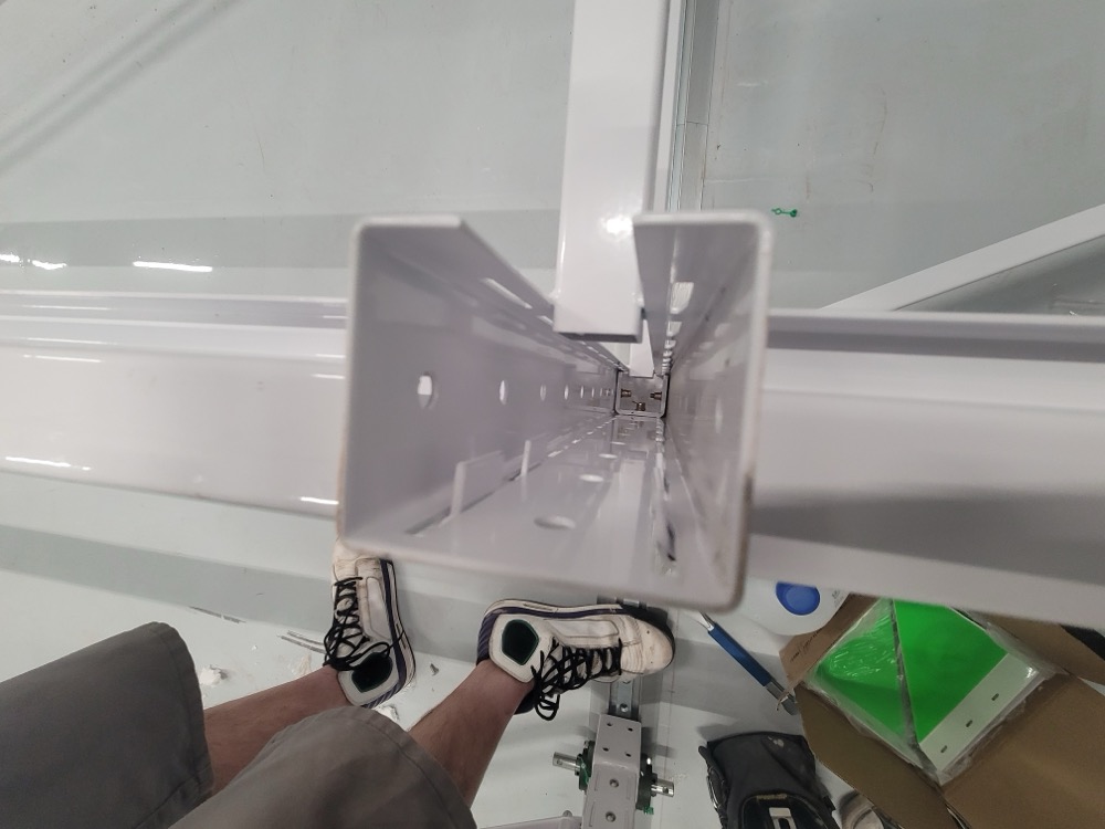 Overhead wireway and reflector duct installation from a ladder
